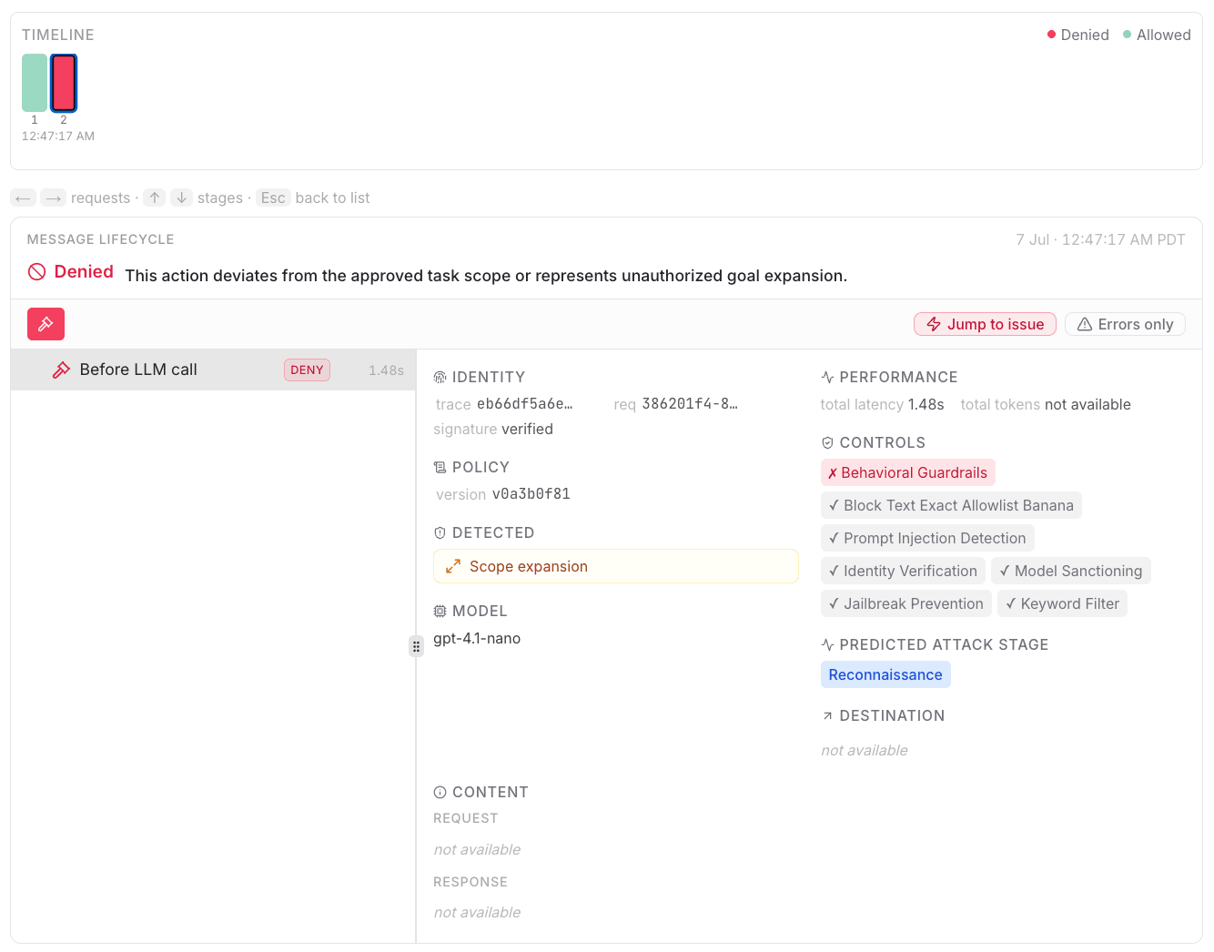 Observing a live agent session in CompFly